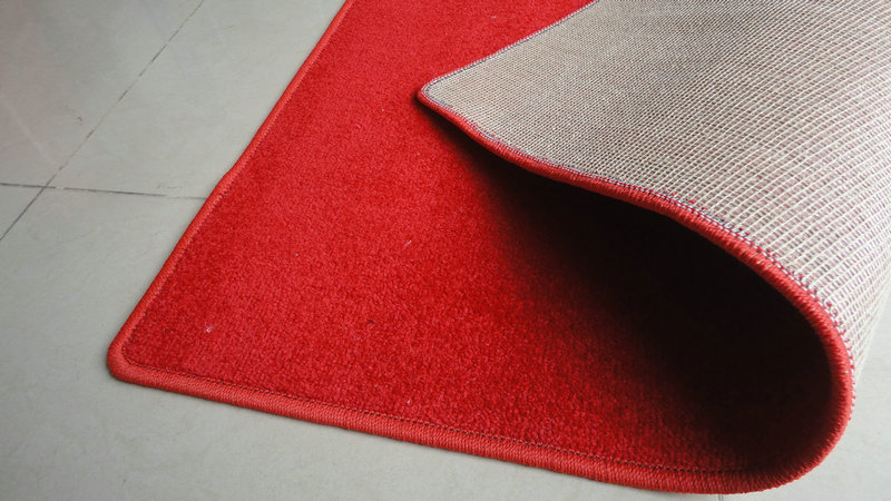 红色割绒机织茶几门口走廊地毯80x100cm