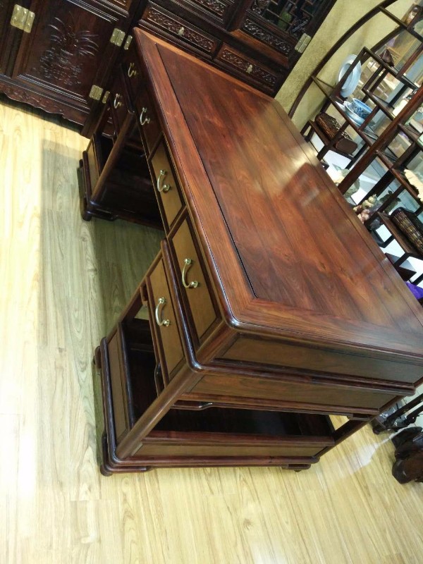 老挝大红酸枝写字台两件套