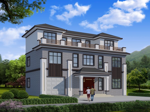 2021新款农村三层独栋新中式别墅设计图